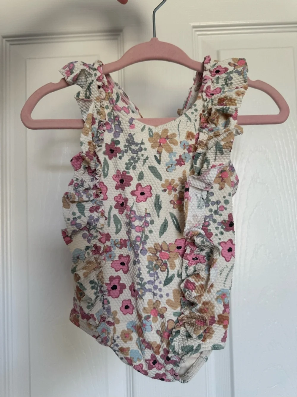 Baby Floral Ruffle One-Piece Swimsuit and Blue Stripe One-Piece Bundle